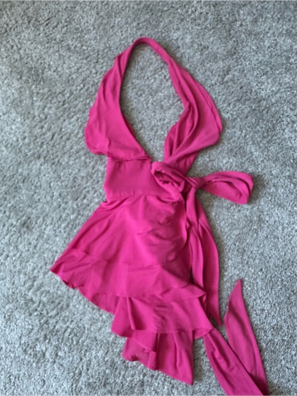 Marciano Hot Pink Halter One-Piece with Ruffle Skirt